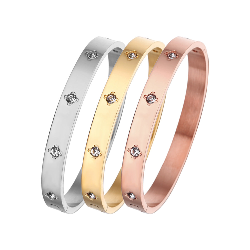 Matching Personalized Zircon Titanium Steel Korean Bracelet