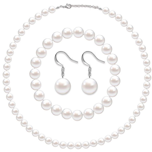 Women's Three-piece Imitation Pearl Retro Suit Jewelry Set