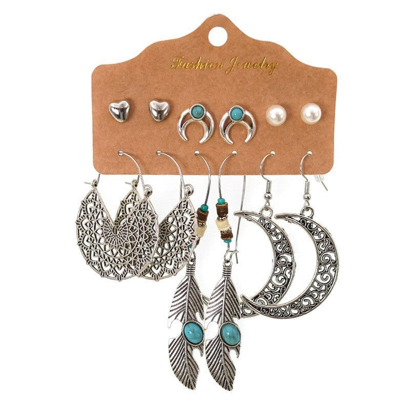 Ethnic Style Bohemian Eardrops Combination Drop-shaped Earrings