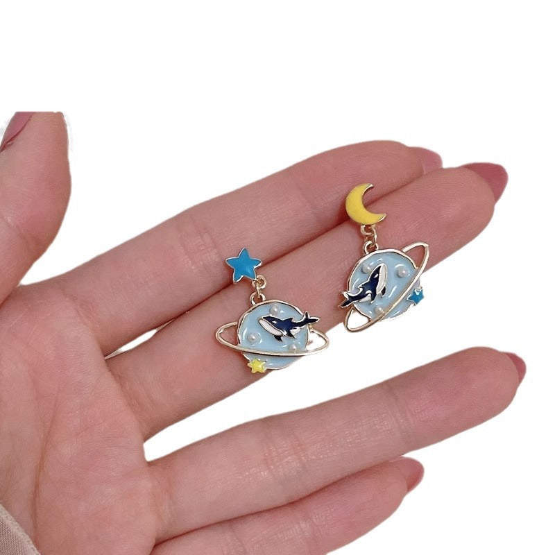 Fresh Sweet Cartoon Bunny Bear Love Heart Minority Design Refined Stud Earrings