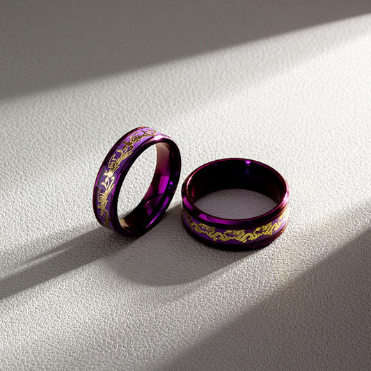 Pattern Ornament Phoenix Purple Titanium Steel Rings