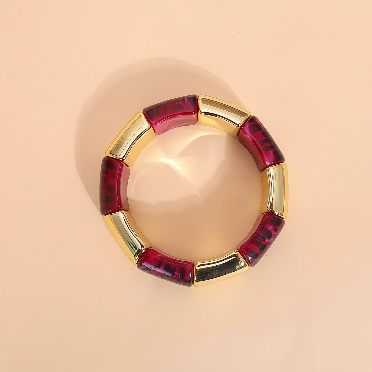 Fashion Acrylic Beaded Colorful Geometric Stitching Design Bracelets