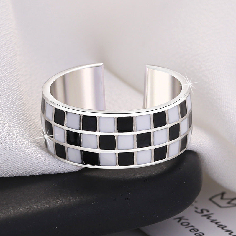 Personality Affordable Luxury Design Plaid High-grade Cold Rings