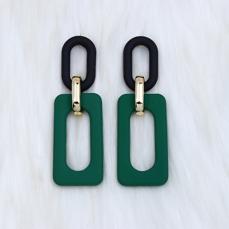 Women's Rectangular Hollow Out Stitching Acrylic Vintage Earrings