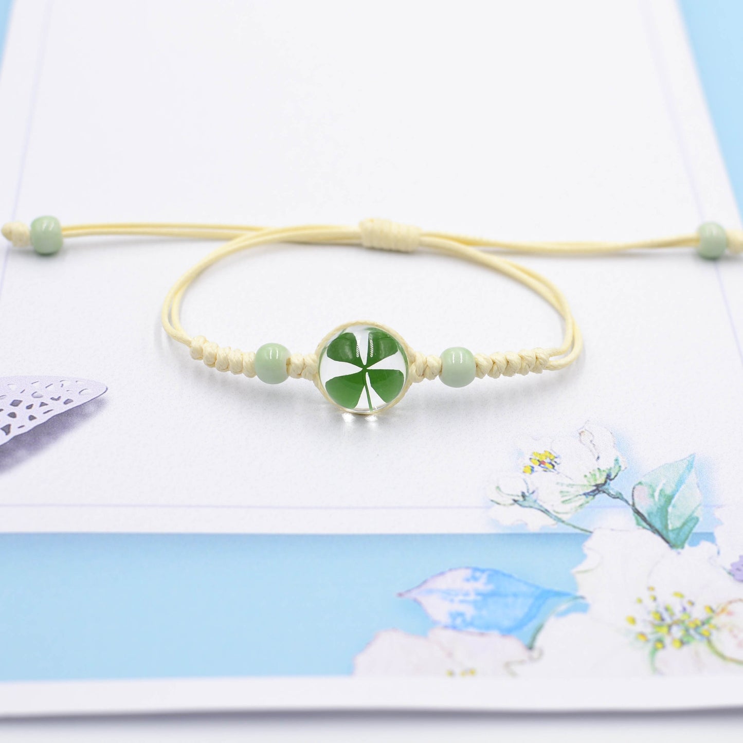 Ornament Four-leaf Clover Scenic Spot Dried Flower Bracelets