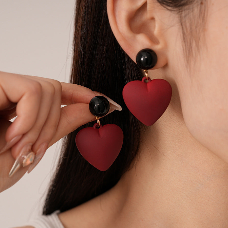 Women's Heart Flowers Geometric Sier Pin Simple Niche Temperament Earrings