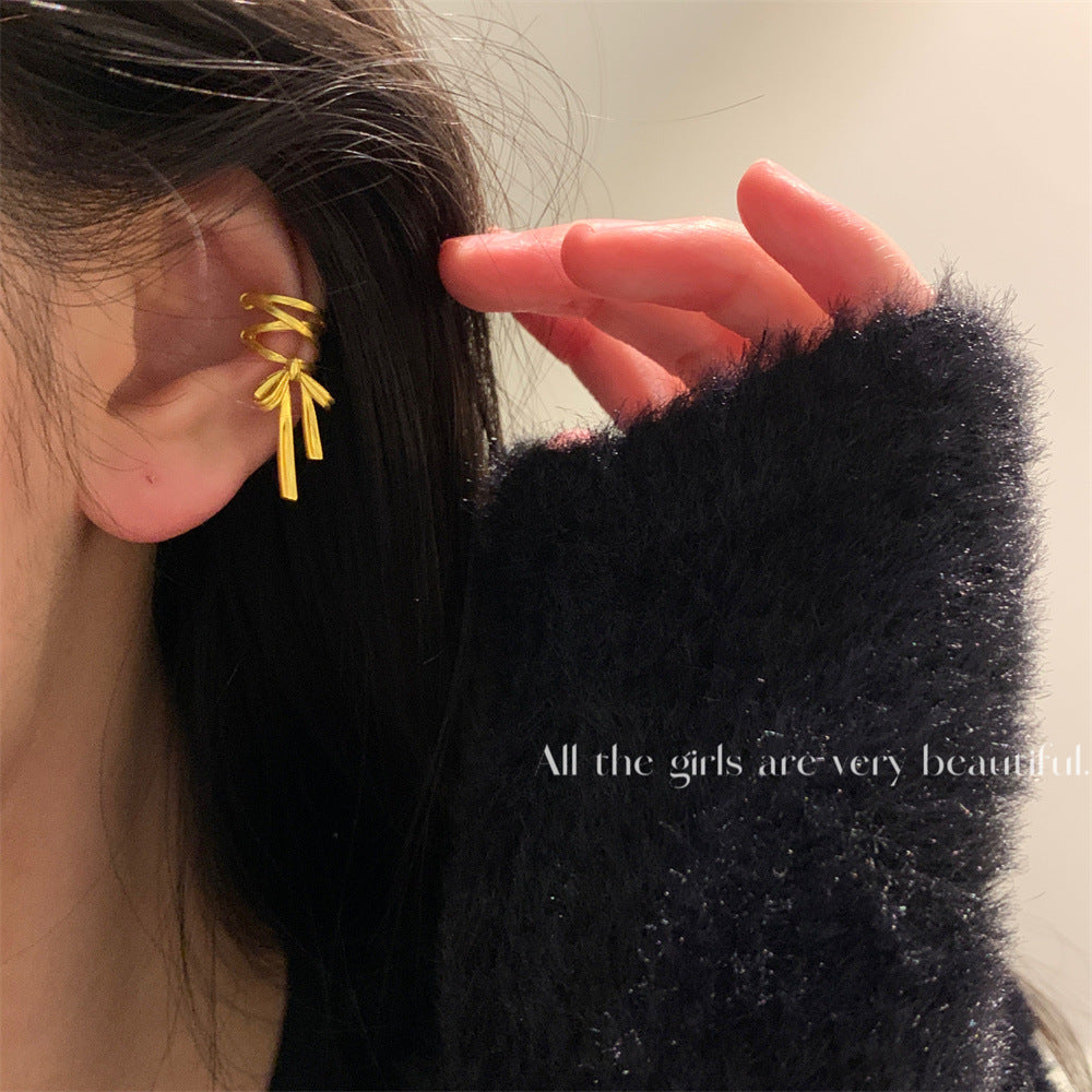 Ribbon Sweet Matte Bow Ear Clip Earrings