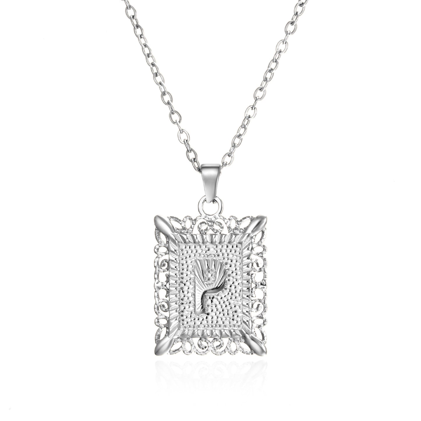 Stainless Steel Letter Hollow Square Titanium Necklaces