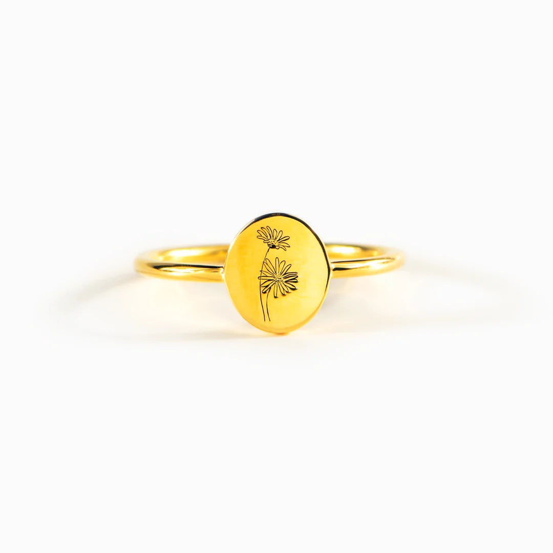 Women's Of Birth Flower Moon Simple Stylish Rings