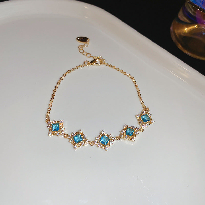 Irregular Square Flower Heart Water Drops Light Luxury High Bracelet