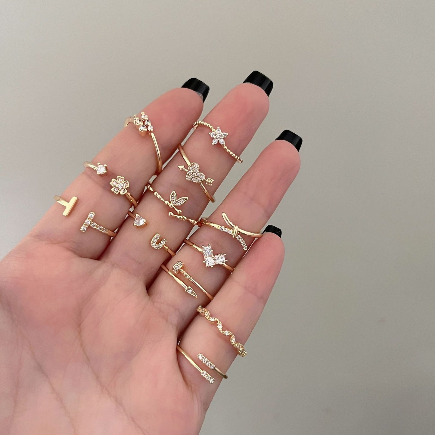 Zircon Bow Opening Adjustable Personality Minimalist Rings