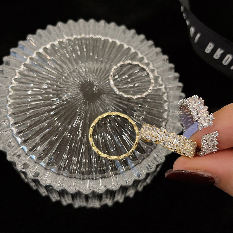 Women's Exquisite Open-end Zircon Suit Retro Minority Rings