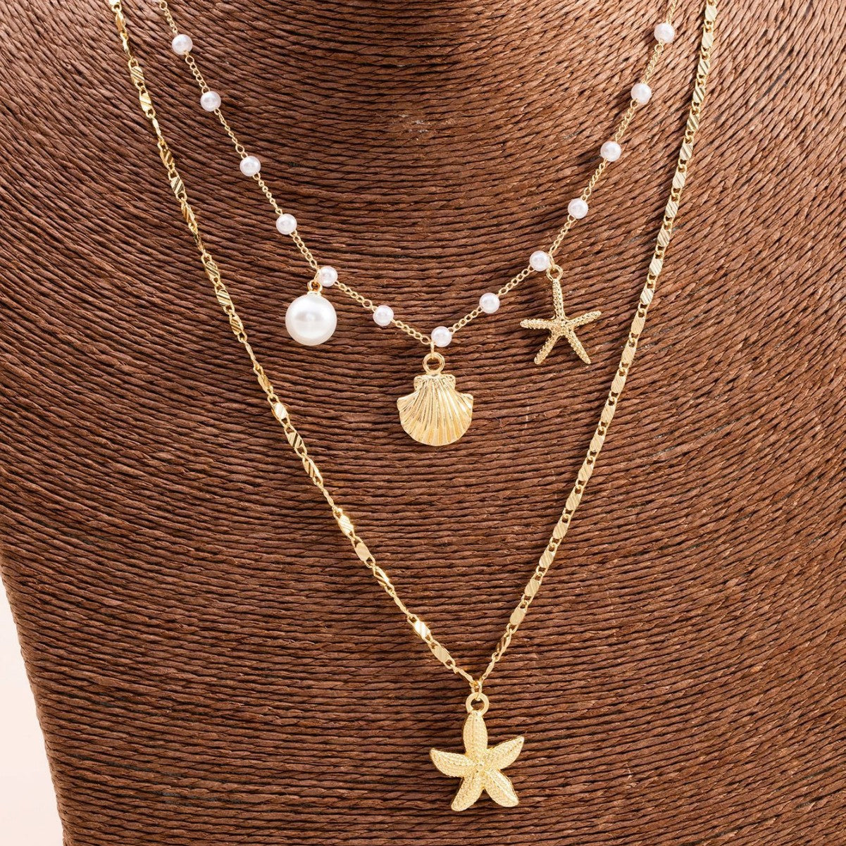 Women's Acrylic Cherry Alloy Leopard Sieve Twin Necklaces