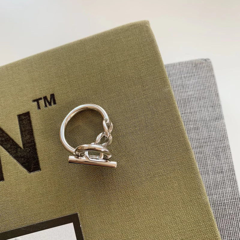 Twist Knitted Buckle Female Trendy Cold Disco Sterling Sier Index Rings