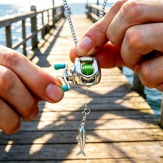 Men's Fishing Reel Personality Trendy Fashion Sense Necklace