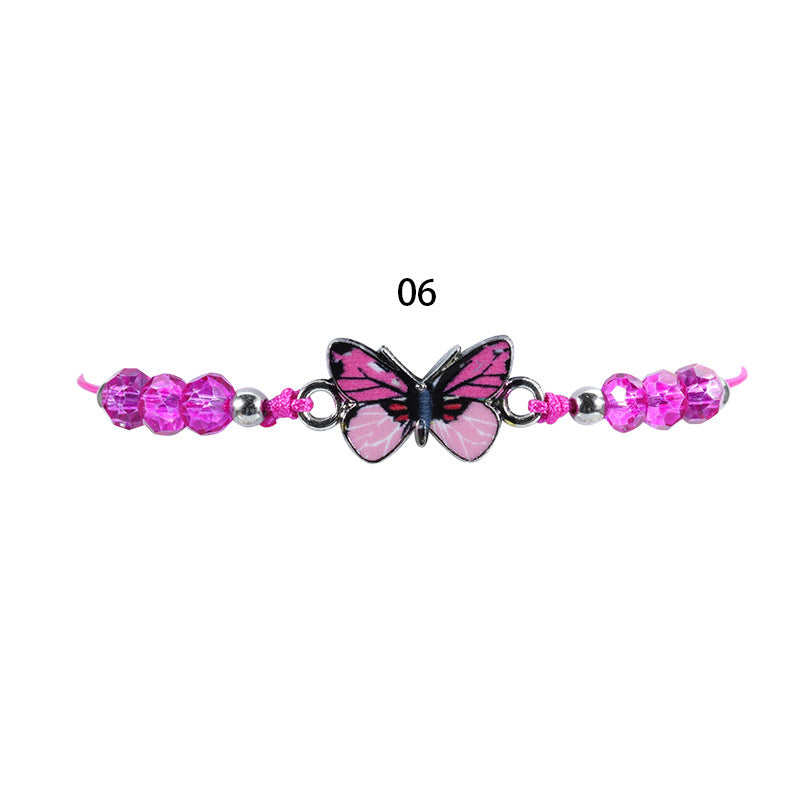 Crystal String Beads Butterfly Summer Woven Bracelets