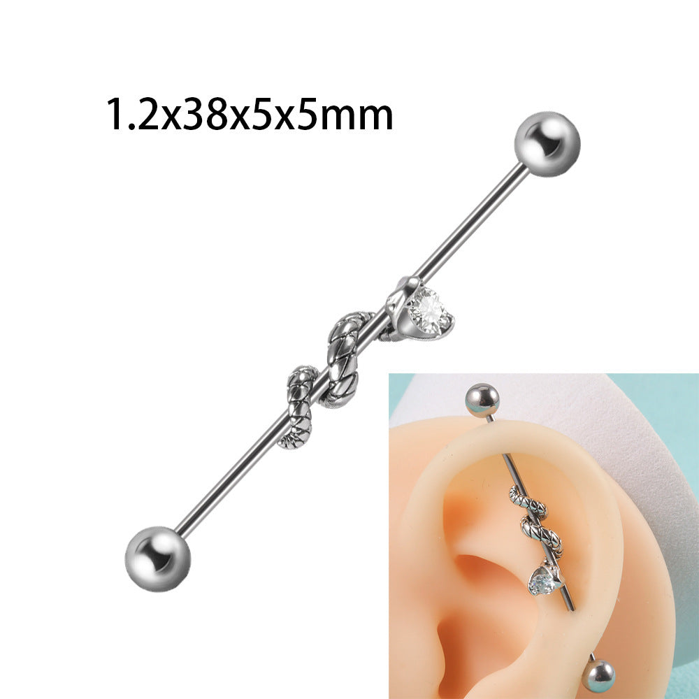 Barbell Ear Plate Open Mouth Curved Earrings