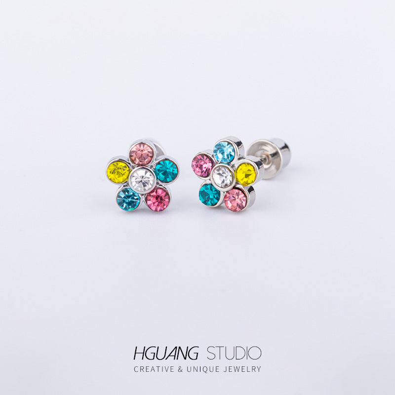 Zircon Ear Bone Sweet Colorful Piercing Earrings