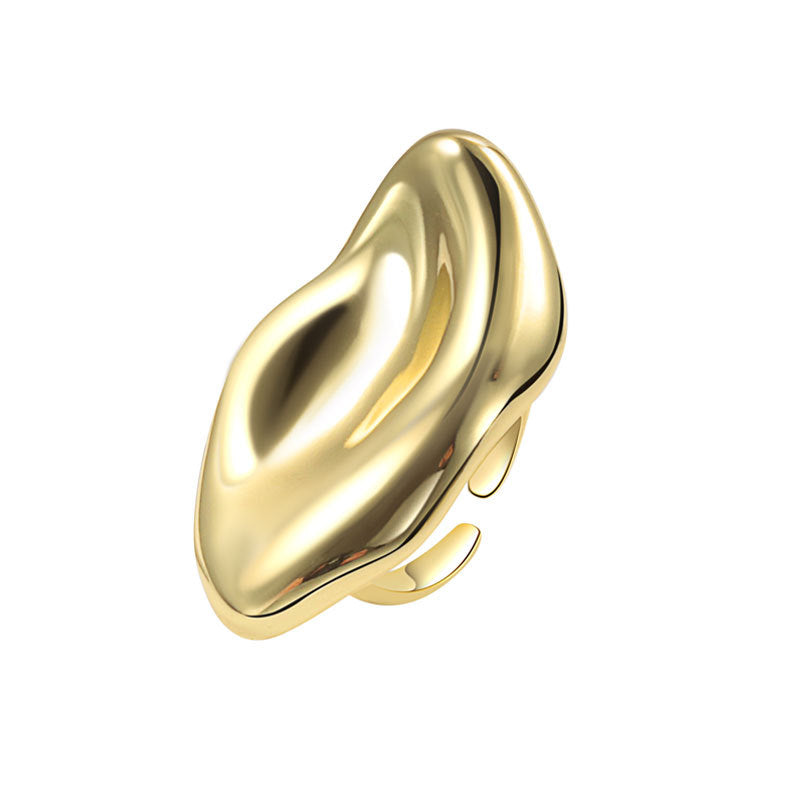 French Retro Exaggerated Irregular Metal Glossy Rings