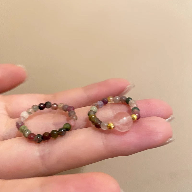 Female Retro Ethnic Style Elastic String Index Finger Ring