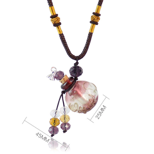 Flat Round Baroque Glass Oil Bottle Necklaces