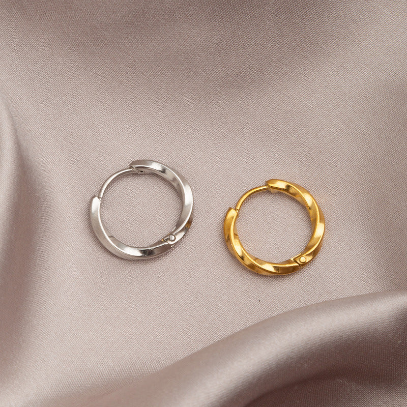 Women's Twist Titanium Steel Ear Clip Do Not Fade Cold Wind Earrings