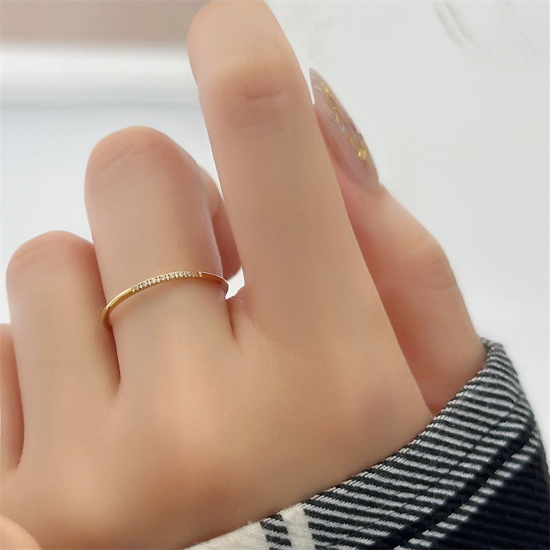 Temperament Basic Diamond Gold-plated Index Finger Rings