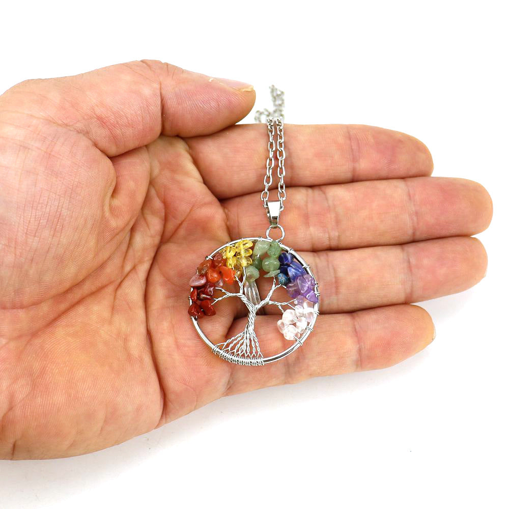 Handmade Winding Colorful Crystal Gravel Tree Root Necklaces