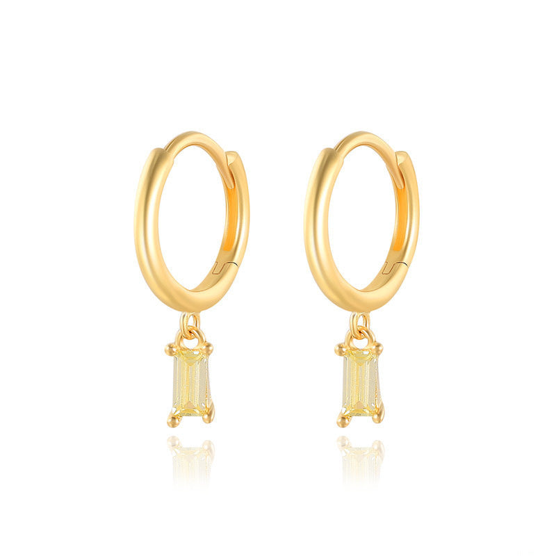 Rectangle Zircon Fashion Ear Clip Female Earrings