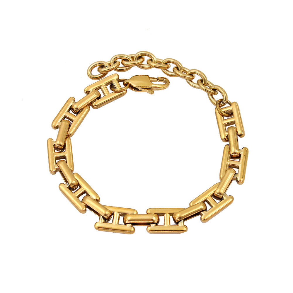 Trendy Stainless Gold Handmade Chain Waterproof Jewelry Set