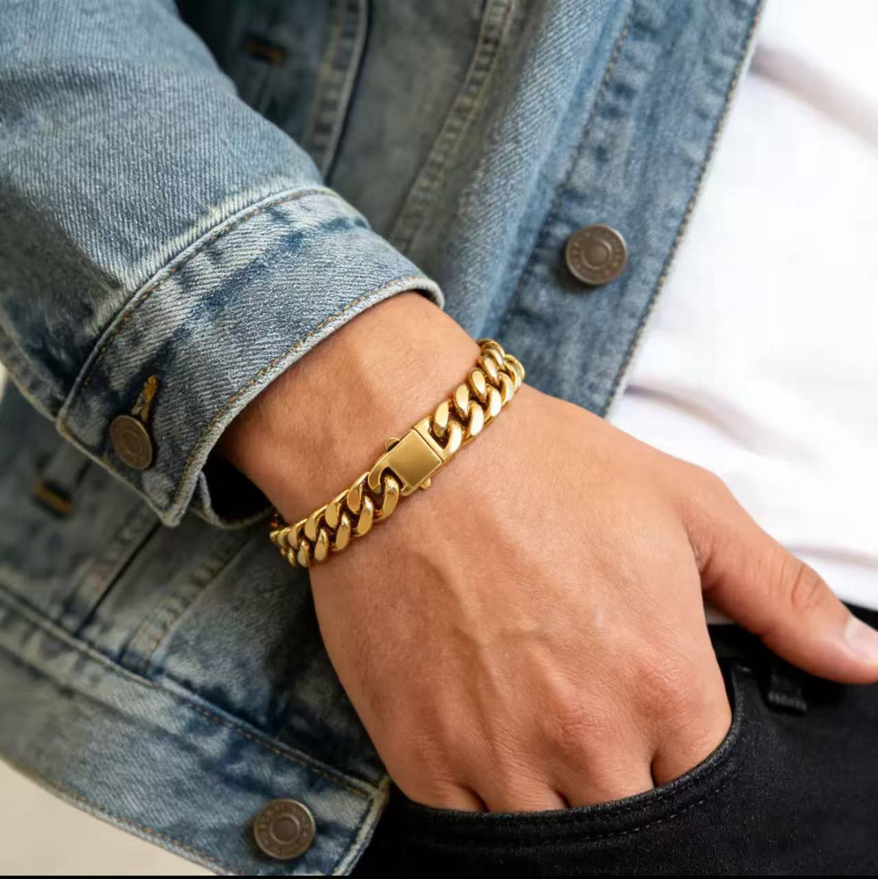 Men's Link Chain Gold Plating Simple High Bracelets