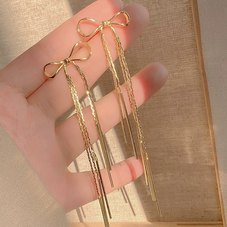 Needle High-grade Metal Tassel Female Temperament Long Earrings