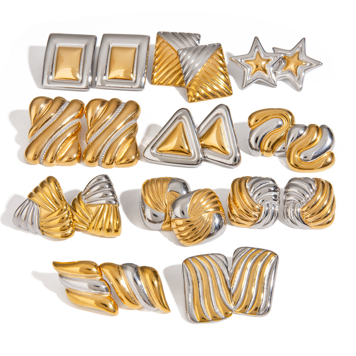 Stainless Steel Geometric Contrast Color High-grade Earrings