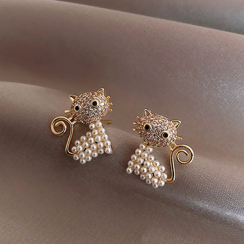 Full Diamond Pony Wings Cute Owl Earrings