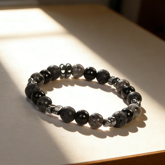 Beaded Volcanic Rock Natural Glitter Handmade Bracelets