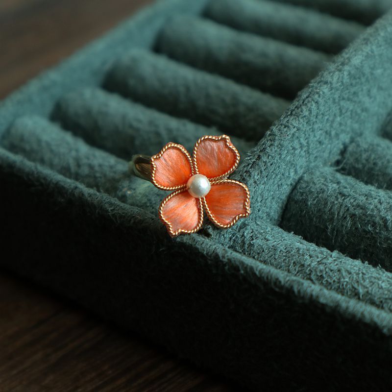 Clover Small Flower Exquisite Adjustable Mouth Girlfriends Ring