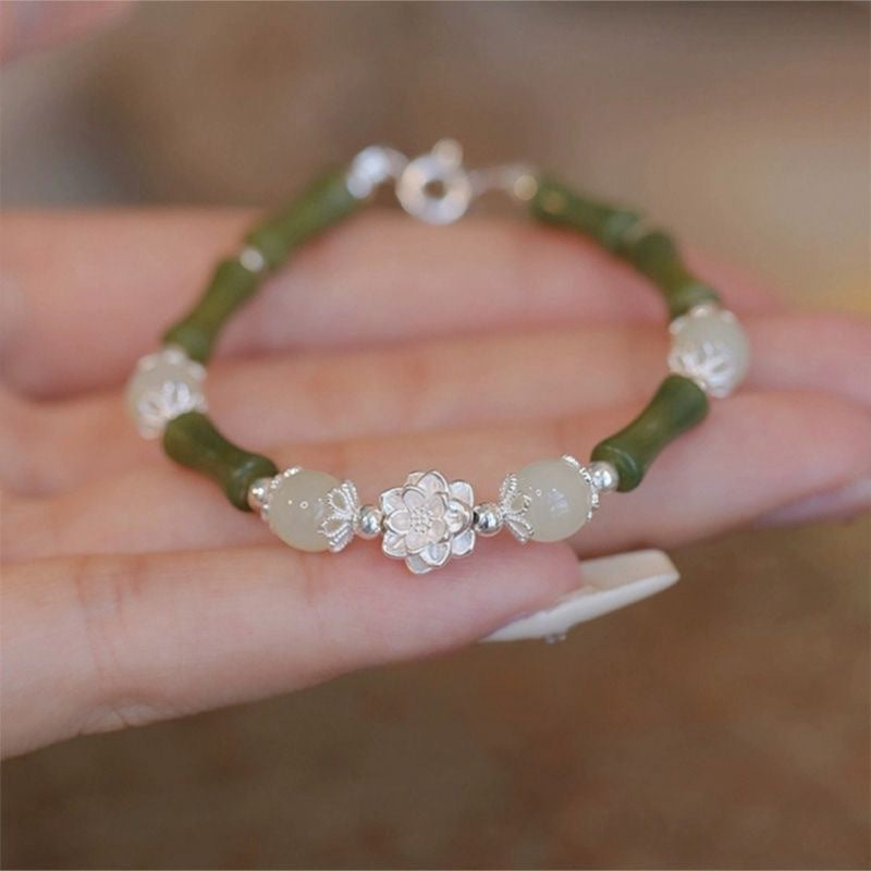 Style Olive Green Bamboo Female Light Luxury Minority Bracelets