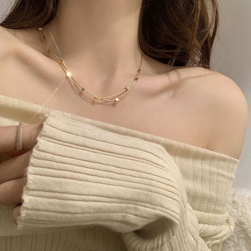 Women's Square Light Luxury Design Sense Niche Clavicle Chain Necklaces