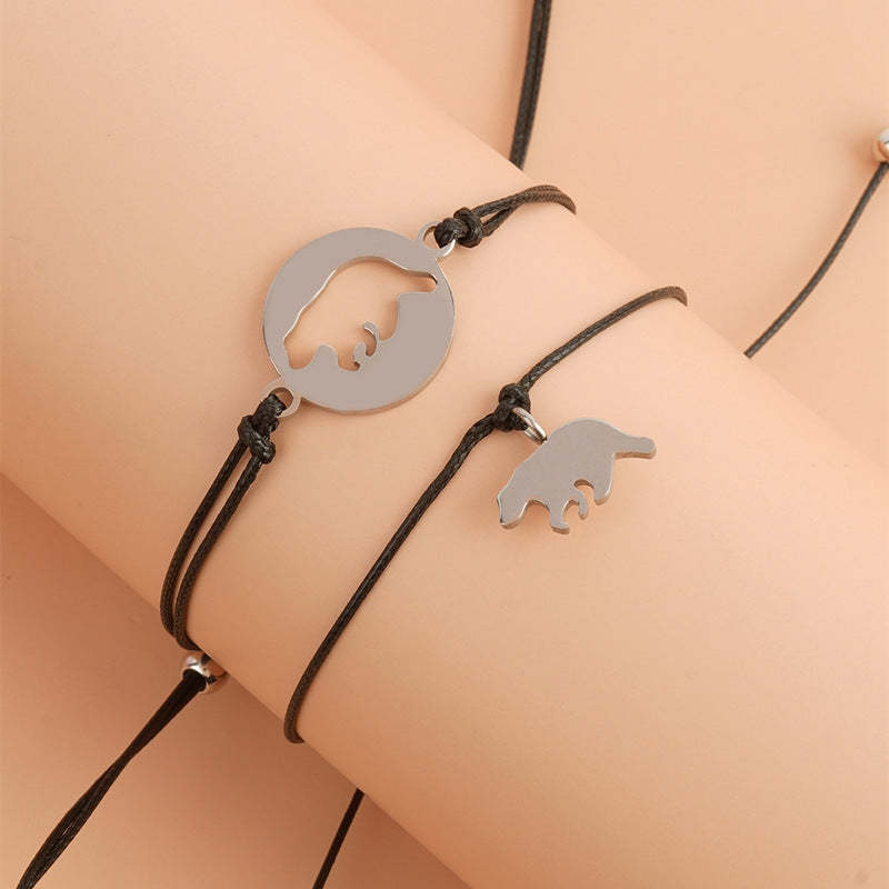 Card Creative Stainless Steel Hollow Bear Bracelets