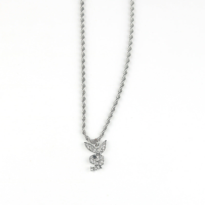 Women's Super Light Luxury Diamond Rabbit Graceful Sweater Chain Necklaces