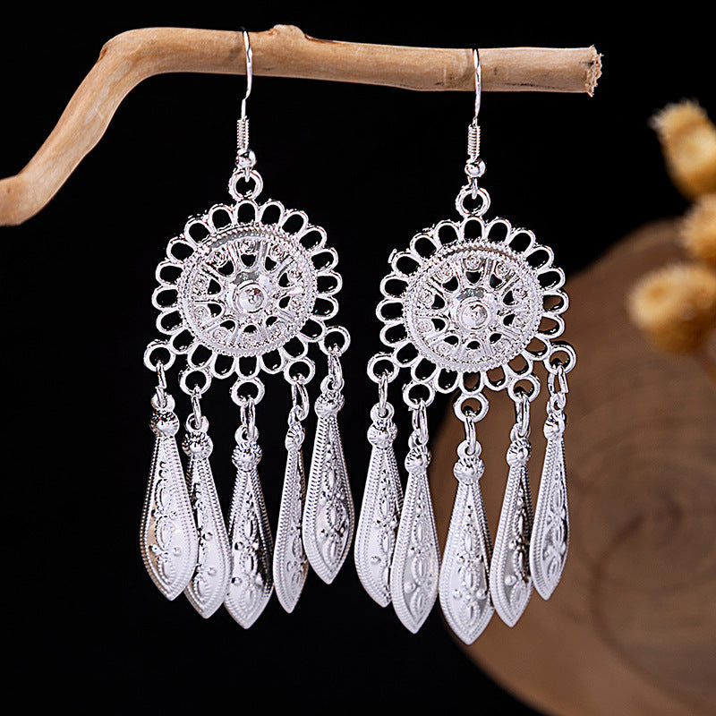 Imitation Miao Sier Ethnic Style Peacock Earrings