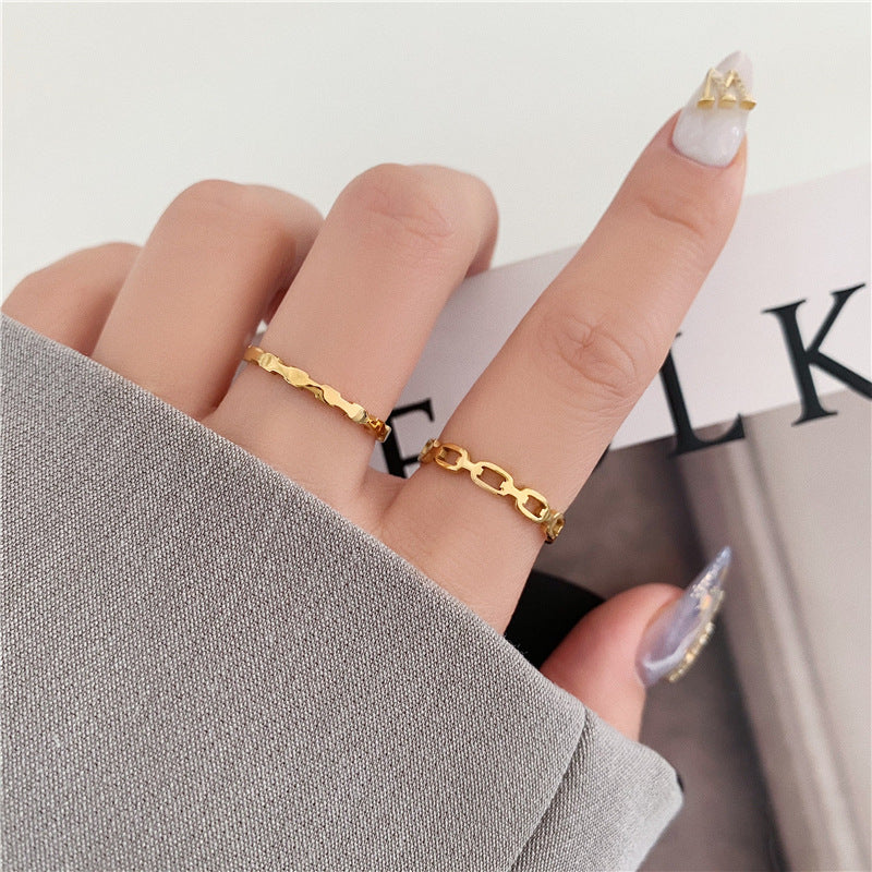 Women's Set Thin Korean Style Titanium Steel Rings