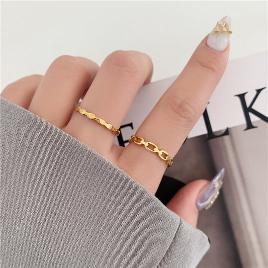 Women's Set Thin Korean Style Titanium Steel Rings