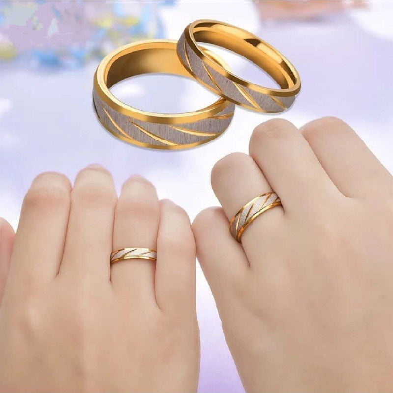 Novel Golden Step Batch Flower Slash Rings