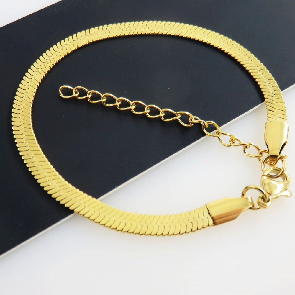 Electroplating Gold Stainless Steel Blade Chain Snake Bracelets