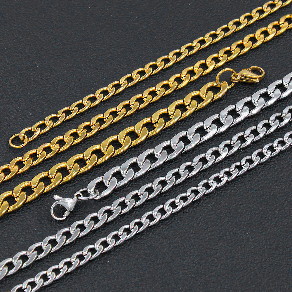 Steel Cuban Vacuum Color Retention Electroplating Necklaces