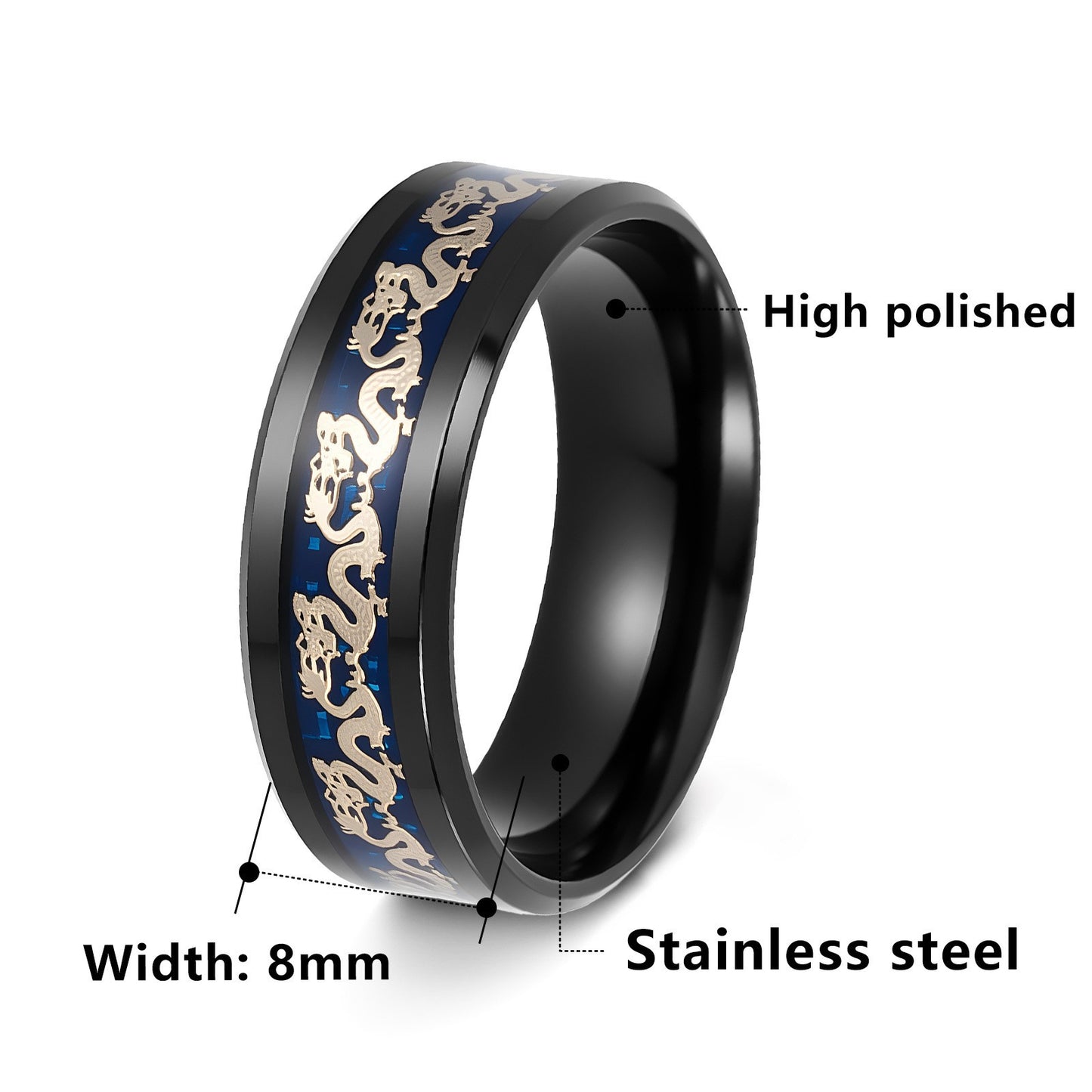 Retro High-grade Double Beveled Blue Bottom Ring