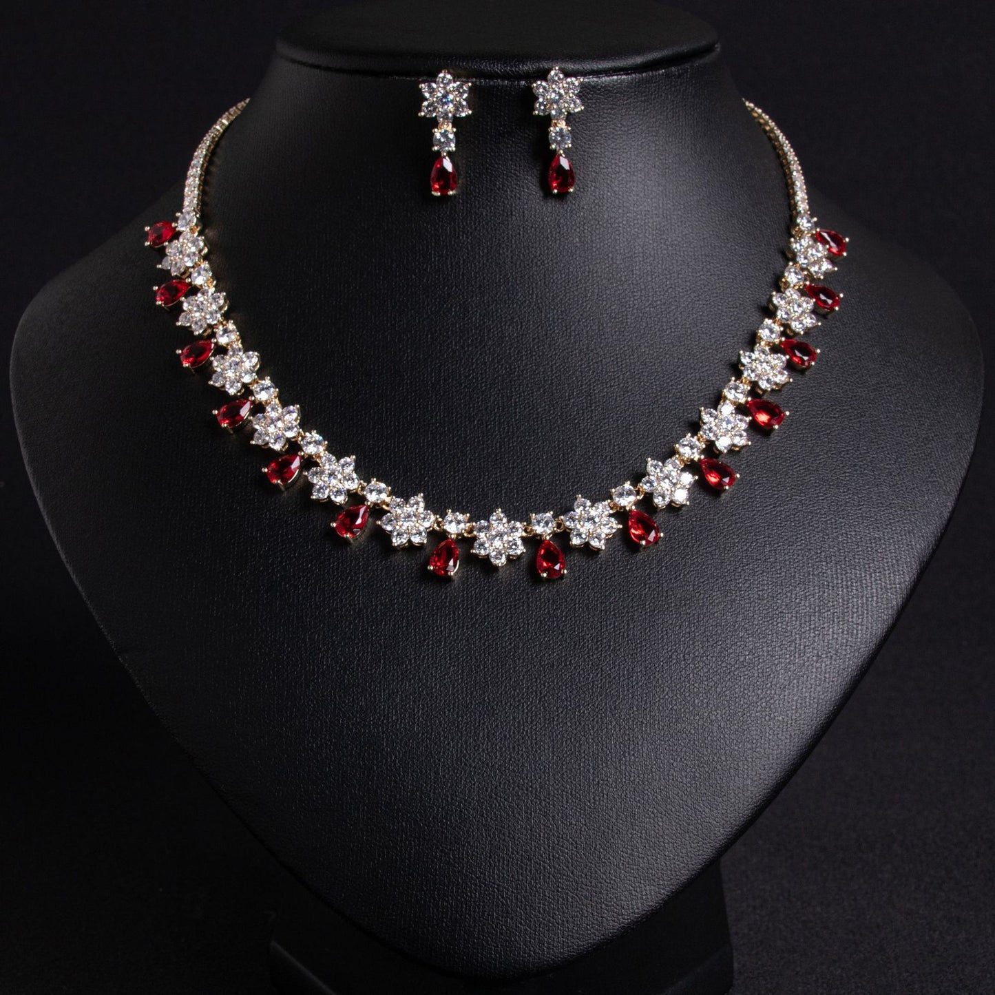 Colored Gems Bridal Zircon Inlaid Two-piece Jewelry Set
