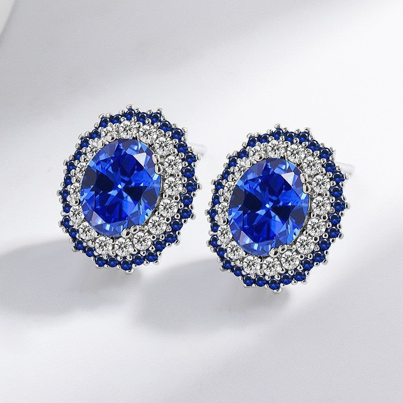 Women's Live Broadcast Diamond Sapphire For Stud Earrings