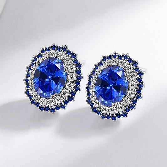 Women's Live Broadcast Diamond Sapphire For Stud Earrings